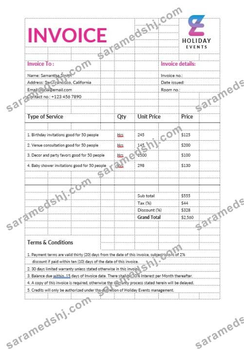 Event Planner Invoice Template